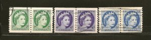 Canada 345 347 & 348 Queen Elizabeth II Coil Pairs Used