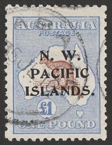 NEW GUINEA - NWPI 1915 Kangaroo £1 1st wmk type C. SG 85 cat £1500. Rare.