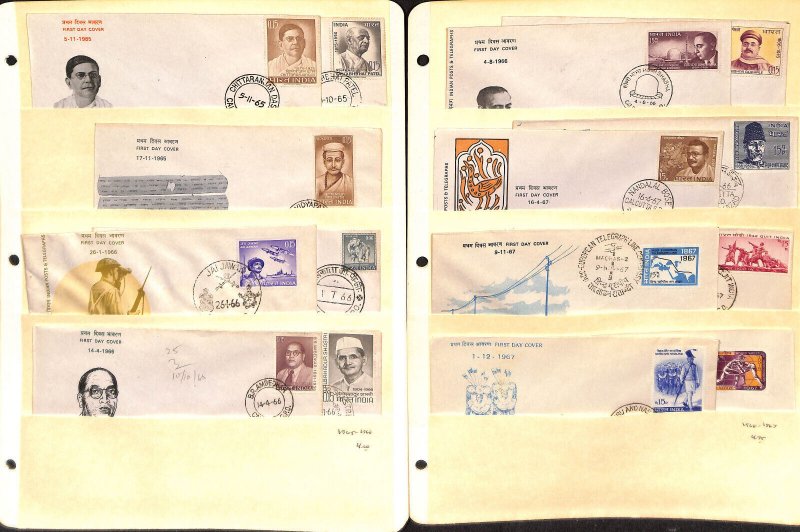 India Stamp Collection, 60 Different FDC Covers, 1954-1972