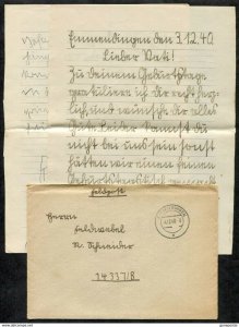 h272 - GERMANY Reich WW2 1940 FELDPOST Cover to FPN 14337 / B. Letter. Brief