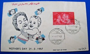 EGYPT  -  1957  -  MOTHER'S DAY FDC                    (ggc37)