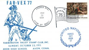 BICENTENNIAL CACHET AT FARVEX STAMP EXHIBITION 1977 WITH PICTORIAL FLAG CANCEL