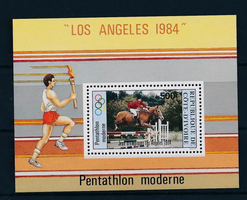 [55356] Ivory Coast 1984 Olympic games Modern Pentathlon Horse MNH Sheet