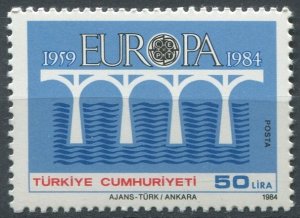 Turkey Sc#2275 MNH, 50L bl & multi, Europa (C.E.P.T.) 1984 - Bridge-25th Anni...