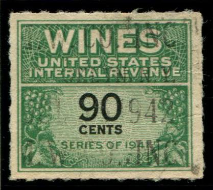 RE144 US 90c Wine Stamp, used cv $.20