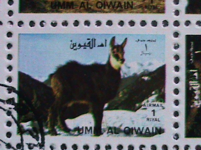 UMM AL QIWAIN-COLORFUL LOVELY WORLD WILD ANIMALS CTO MINI SHEET VERY FINE