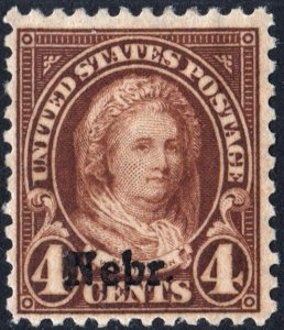 SC#673 4¢ Martha Washington: Nebraska Overprint (1929) MH