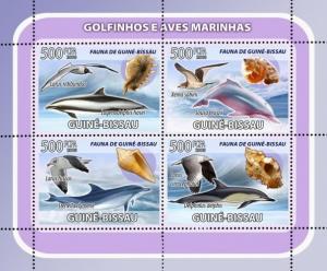 GUINEA BISSAU 2008 SHEET DOLPHINS SEA BIRDS SEASHELLS SHELLS MARINE LIFE