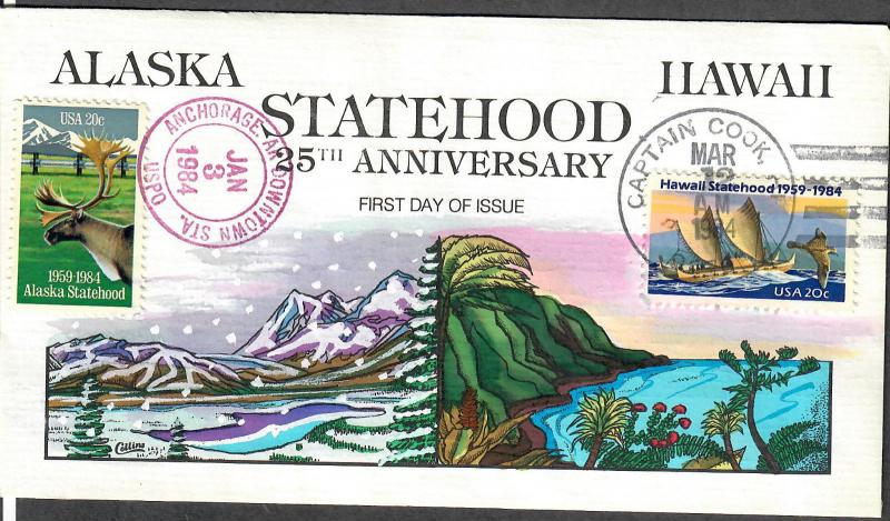 US Collins FDC SC#2080 Hawaii & Alaska Statehood