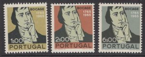 PORTUGAL SG1309/11 1966 MANUEL M.B. DU BOCAGE(POET) MNH