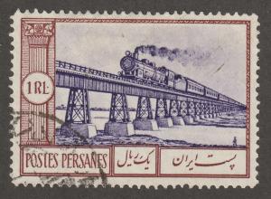 Persian Stamp, Scott# 793, used hinged, Railway Bridge over Karun river #B-1