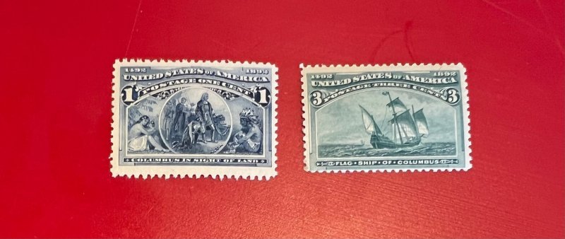 G and B Fine Stamps - #230,232 Mint NH OG 1893 CV $130 (B)