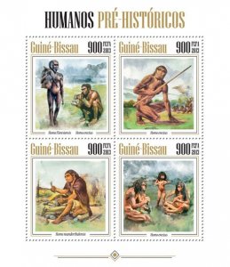 GUINEA BISSAU - 2013 - Prehistoric Humans - Perf 4v Sheet - Mint Never Hinged