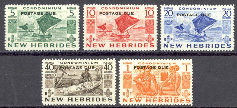 New Hebrides, British Sc# J11-J15 MH 1953 overprint Postage Due