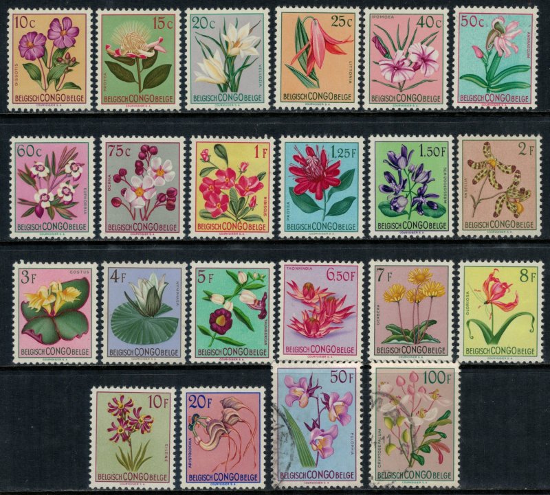 Belgian Congo #263-82*,3-4 used  CV $43.50  Flowers set complete