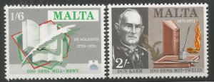 MALTA  423-424  MNH,  HONORING WRITERS