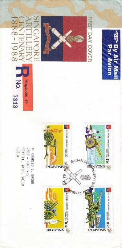 1988, Singapore: FDC: Centenary of Artillery (9148)