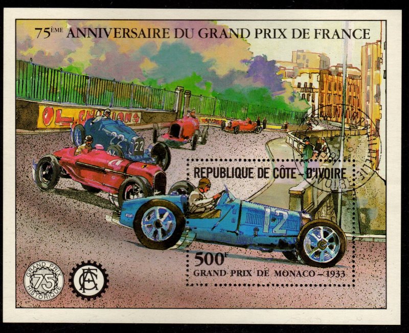 Ivory Coast - Cancelled Souvenir Sheet Scott #616 (Auto Racing)