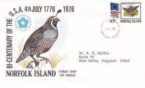 Norfolk Isl. # 197, U.S. Bicentennial, First Day