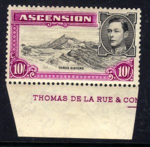 Ascension Island 1938 - 53 KGV1 10/-d Black & Purple MM SG 47 CV £110 ( L320 )