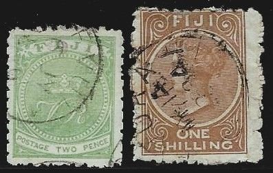 Figi #41 and 44 - 2 pence and One Shilling