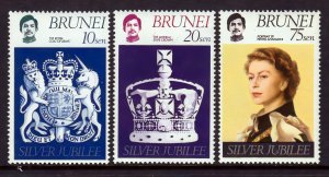 Brunei 1977 Sc#226/228 QUEEN ELIZABETH II SILVER JUBILEE SET (3) MNH