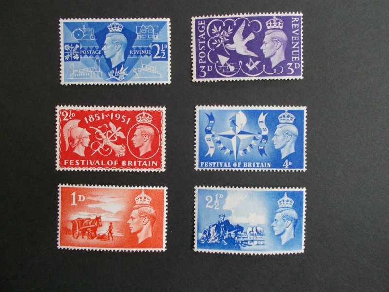 GB GVI 1946-51 3 Complete Sets: Victory, Liberation & Festival of Britain M/N/H 