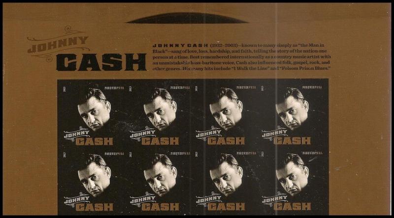 US 4789a Music Icons Johnny Cash imperf NDC header block 8 MNH 2013