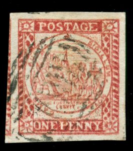 MOMEN: NEW SOUTH WALES SG #8 DULL CARMINE 1850 IMPERF USED LOT #60281