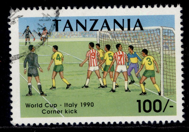 TANZANIA QEII SG797, 1990 100s corner kick, FINE USED. 
