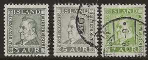 Iceland 195-97  1935  3 values  fine used