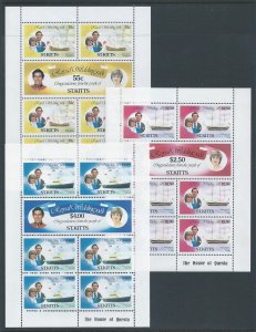 St. Kitts #75-80 NH Royal Wedding - 3 Sheetlets of 7