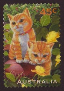 Australia 1996 Sc#1565, SG#1652 45c Kittens USED-VF-NH.