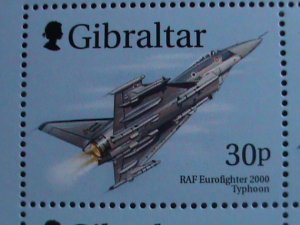 ​GIBRALTAR-1999- SC#814b WINGS OF PREY-FIGHTER PLANES & RAPTORS MNH S/S-CV-$10