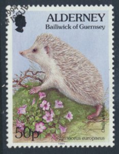 Alderney  SG A75  SC# 85  Hedgehog Used First Day Cancel - as per scan