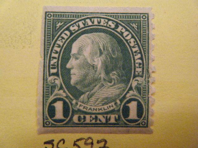 SC #597 1c Franklin Rotary Press Coil Stamp perf 10 MNH