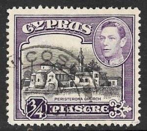 CYPRUS 1938-44 KGVI 3/4pi PERISTERONA CHURCH Sc 145 VFU