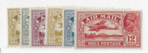 India Sc #C1-C6  set of 6 airmails  NH/LH  VF