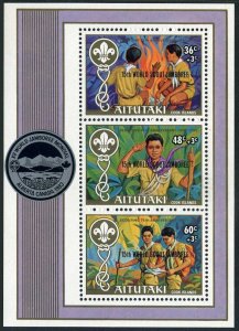 Aitutaki 287 ac sheet,MNH.Michel 469-471 Bl.42. 15th WORLD SCOUT JAMBOREE,1983.