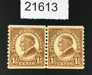 MOMEN: US STAMPS # 598 PAIR MINT OG NH XF POST OFFICE FRESH CHOICE LOT # 21613