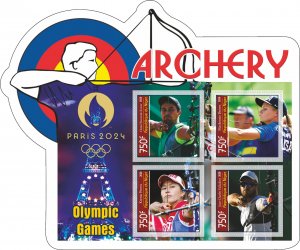 Stamps. Olympic Games Paris 2024 Archery 2020 year, 1+1 sheets  perforated  NEW