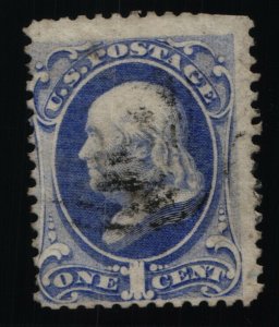 Scott #145 F/VF - Ultramarine - Franklin - Used - 1870