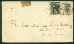 LIBERIA , 1905, Commercial cover via LIVERPOOL to BOSTON, nice usage