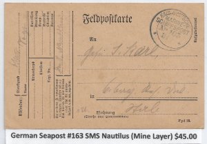 German Seapost #163, SMS Nautilus (Mine Layer) 1916 (M6318)