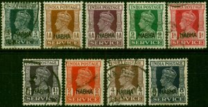 Nabha 1940-43 Set of 9 to 8a SG055-065 Fine Used