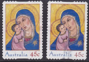 Australia 2005- Christmas -Madona & Child -used x 2 - 45c