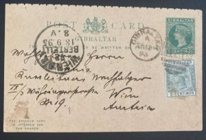 1895 Gibraltar Postal Stationery Postcard Cover To Vienna Austria