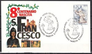 Italy, Scott cat. 1501. St Francis of Assisi issue. First day cover. ^