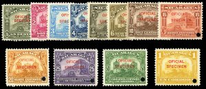 Nicaragua #O332-343S, 1933 Officials, complete set of twelve, overprinted Spe...