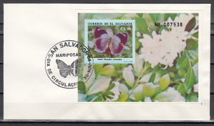 Salvador, Scott cat. 1262. Butterfly s/sheet. First day cover. ^